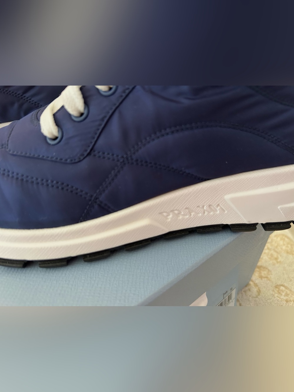 DEAL DEAL DEAL. PRADA Nylon PRAX Sneakers - 1E245L -  Blue White $200 discount - Picture 5 of 12